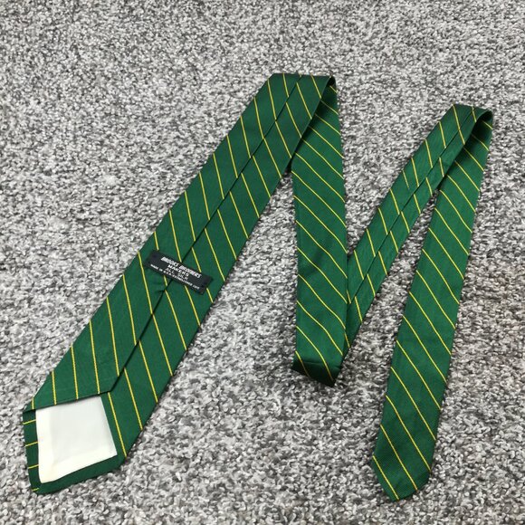 Vintage Brooks Brothers Makers Neck Tie Silk Repp Striped Green 56L USA Made - Picture 3 of 5